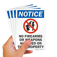 Safety signs: Firearms weapons allowed property sign