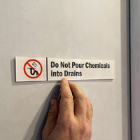 Do Not Pour Chemicals Into Drains Door Sign