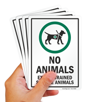 No animals except trained service animals sign