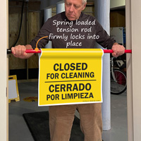 Door barricade sign for cleaning closure