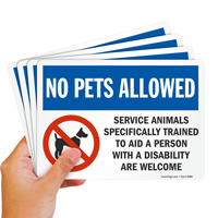 Trained service animals are accepted sign
