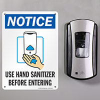 Prominent Warning: Hand Sanitization Notice Sign