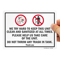 Washroom Etiquettes Sign: Keep Unit Clean and Sanitized