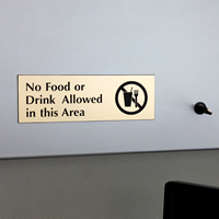 No Food, Drinks Allowed Engraved Signs with Graphic