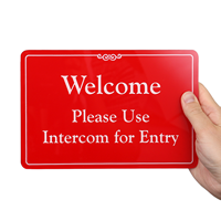 Please Use Intercom For Entry Showcase Wall Signs