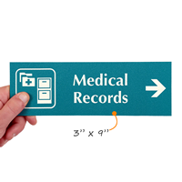 Medical Records Engraved Signs with Right Arrow Symbol