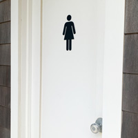 Routed restroom symbol signs with arrows