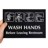 Wash hands before leaving restroom engraved sign