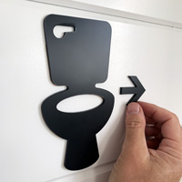 Signage for restroom with included adhesive mount