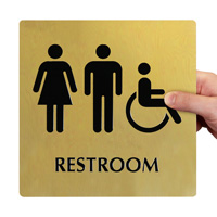 Brass Restroom Sign: Unisex
