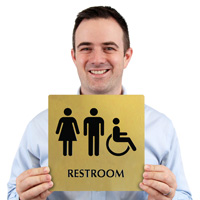 Restroom Sign with Accessible Symbols