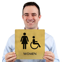 Women Restroom Plaque in Brass Finish