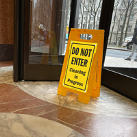 Do not enter cleaning in process floor sign
