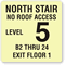 North Stair, No Roof Access; Exit Glow Sign