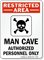 Restricted Area Man Cave Authorized Personnel Only Sign