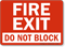 Fire Exit Block Sign