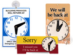 Be Back Clock Signs