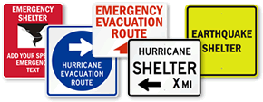 Earthquake Shelter Signs