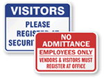 Visitors Must Register Signs