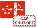 Gas Shut Off Signs