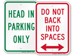 Head In Parking Signs