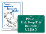 Keep Bathroom Clean Signs