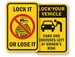 Lock Your Car Signs