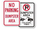 No Parking Dumpster Area Signs