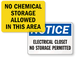 No Chemical Storage Signs