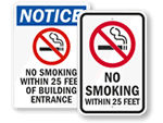 No Smoking Within 25 Feet Signs