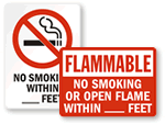 Custom No Smoking Within   Feet Signs