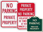 Private Property No Parking Signs
