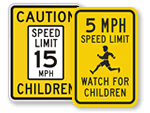 Slow Children Playing MPH Signs