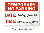 Temporary No Parking Signs