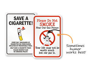 cigarette puns Funny No Smoking Signs