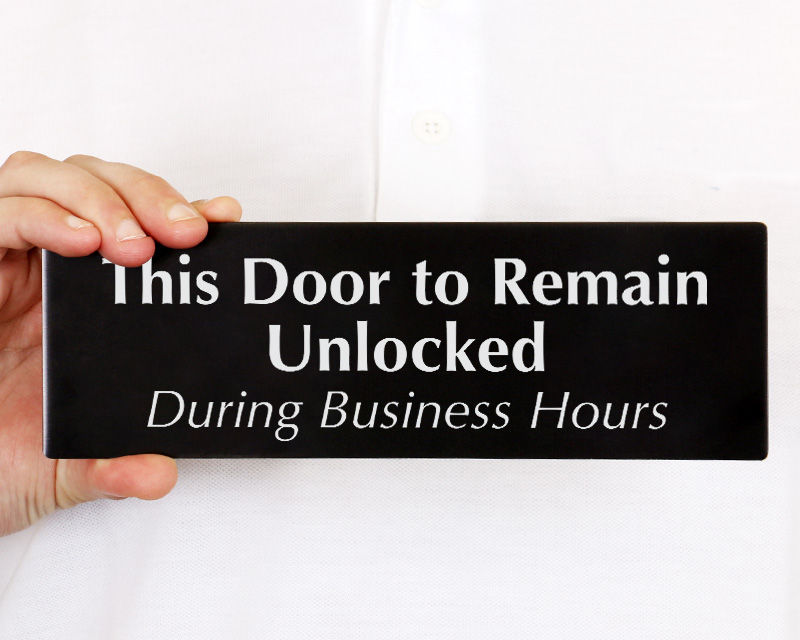 Door to Remain Unlocked Signs Keep Door Unlock Tags