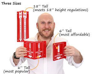 Popular projecting fire extinguisher sign