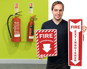 Directional fire extinguisher signs