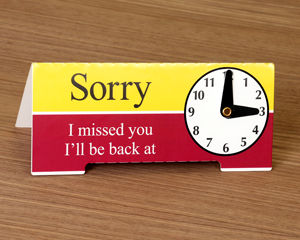 Be back desktop clock sign