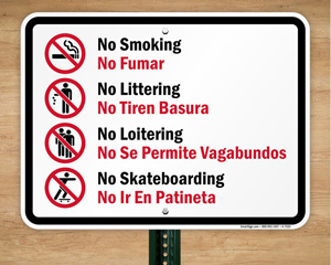 Bilingual No Smoking Signs