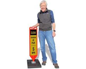 Children at play go slow portable sign
