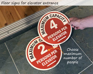 Elevator floor signs, number of people allowed