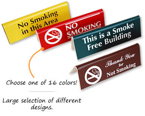 No Smoking Signs Table Tent Style Free Shipping 10 signs per pack 