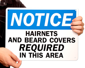 Workplace Hair Covering Required Signs