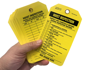 Hoist inspection tags
