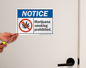 Marijuana smoking prohibited sign