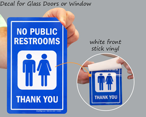 Vinyl Sticker Wall Door Window Restroom Sign No Public Restrooms Thank You