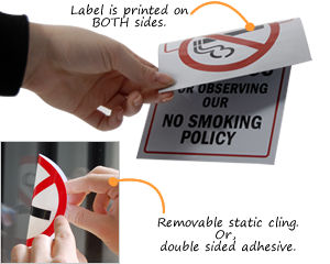 12 X CLEAR NO SMOKING STICKERS SIGN STICKER VIEW BOTH SIDES ON GLASS 