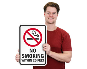 No Smoking Within 25 Feet Of Entrances And Exits – 12x12 Inch Aluminum Metal Sign, USA Made
