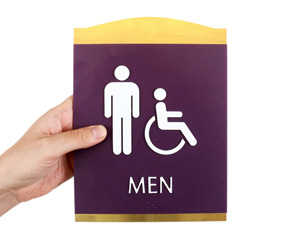 Men Brass Restroom Door Sign